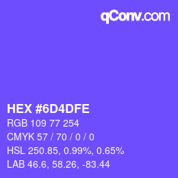 Color code: HEX #6D4DFE | qconv.com