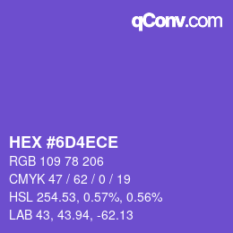 Farbcode: HEX #6D4ECE | qconv.com