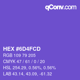 Color code: HEX #6D4FCD | qconv.com