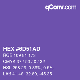 Color code: HEX #6D51AD | qconv.com