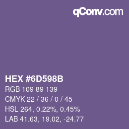 Color code: HEX #6D598B | qconv.com