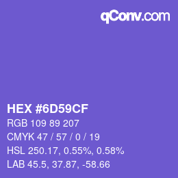 Color code: HEX #6D59CF | qconv.com