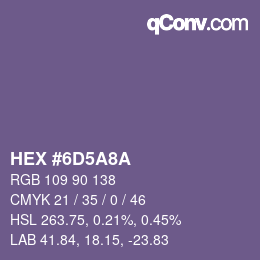 Color code: HEX #6D5A8A | qconv.com