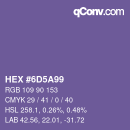 カラーコード: HEX #6D5A99 | qconv.com