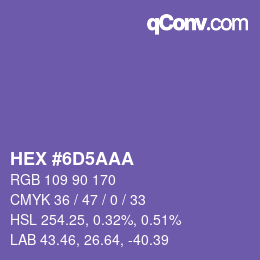 颜色代码: HEX #6D5AAA | qconv.com