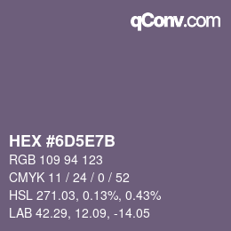 Color code: HEX #6D5E7B | qconv.com
