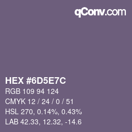 Color code: HEX #6D5E7C | qconv.com