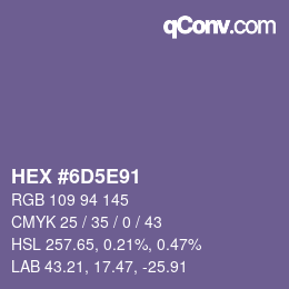 Color code: HEX #6D5E91 | qconv.com