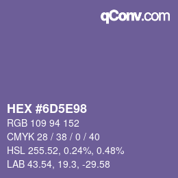 Color code: HEX #6D5E98 | qconv.com