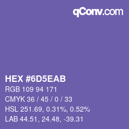 Color code: HEX #6D5EAB | qconv.com
