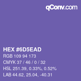 Color code: HEX #6D5EAD | qconv.com