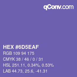Color code: HEX #6D5EAF | qconv.com