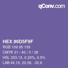 カラーコード: HEX #6D5F9F | qconv.com