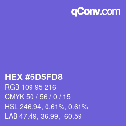 颜色代码: HEX #6D5FD8 | qconv.com