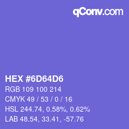 颜色代码: HEX #6D64D6 | qconv.com