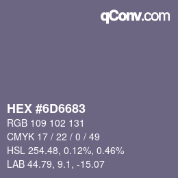 カラーコード: HEX #6D6683 | qconv.com