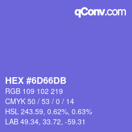 Color code: HEX #6D66DB | qconv.com