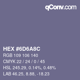 Color code: HEX #6D6A8C | qconv.com