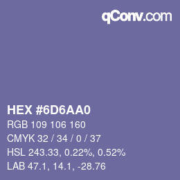 Farbcode: HEX #6D6AA0 | qconv.com