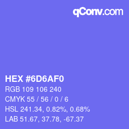 Color code: HEX #6D6AF0 | qconv.com