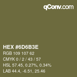 Color code: HEX #6D6B3E | qconv.com