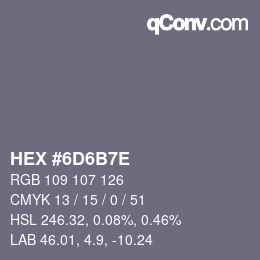 Color code: HEX #6D6B7E | qconv.com