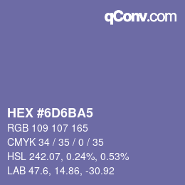 Color code: HEX #6D6BA5 | qconv.com