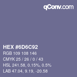 Color code: HEX #6D6C92 | qconv.com