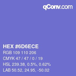 Color code: HEX #6D6ECE | qconv.com