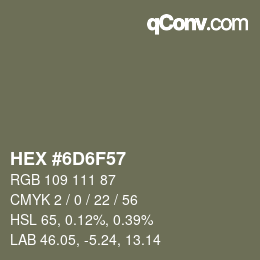 Color code: HEX #6D6F57 | qconv.com