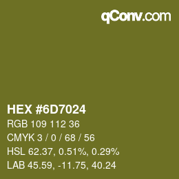 颜色代码: HEX #6D7024 | qconv.com