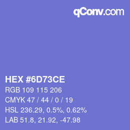 カラーコード: HEX #6D73CE | qconv.com