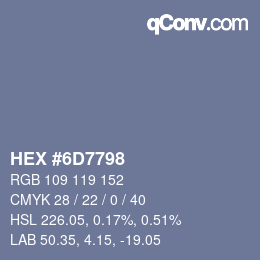 Farbcode: HEX #6D7798 | qconv.com