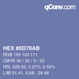 Color code: HEX #6D78AB | qconv.com