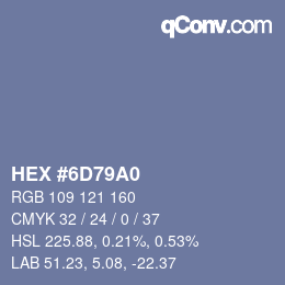 カラーコード: HEX #6D79A0 | qconv.com