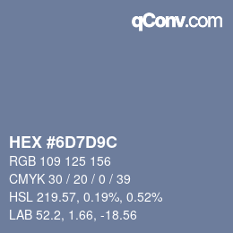 Farbcode: HEX #6D7D9C | qconv.com