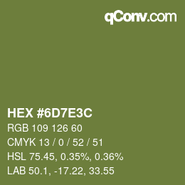 Color code: HEX #6D7E3C | qconv.com