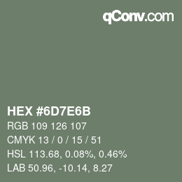 Color code: HEX #6D7E6B | qconv.com
