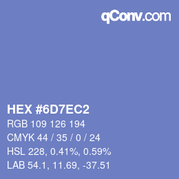 カラーコード: HEX #6D7EC2 | qconv.com
