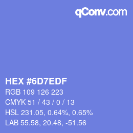 Color code: HEX #6D7EDF | qconv.com