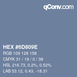 Color code: HEX #6D809E | qconv.com