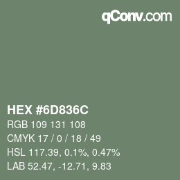 Color code: HEX #6D836C | qconv.com