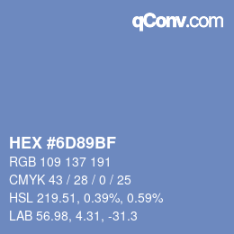 Farbcode: HEX #6D89BF | qconv.com