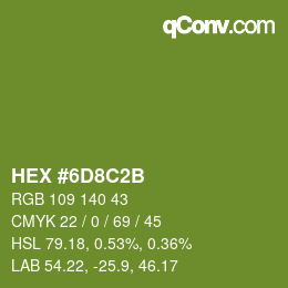 Color code: HEX #6D8C2B | qconv.com