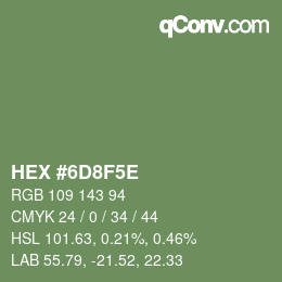 Farbcode: HEX #6D8F5E | qconv.com