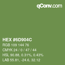 Color code: HEX #6D904C | qconv.com