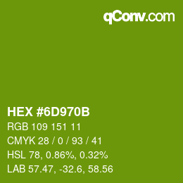 Color code: HEX #6D970B | qconv.com
