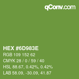 Color code: HEX #6D983E | qconv.com
