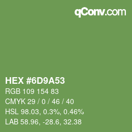 Color code: HEX #6D9A53 | qconv.com