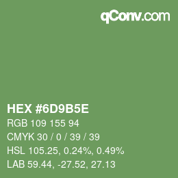Code couleur: HEX #6D9B5E | qconv.com